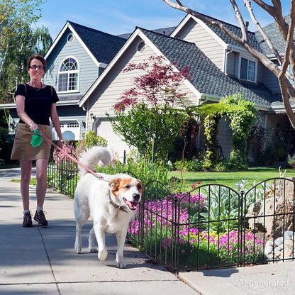 Decorative Garden Fence 17in (H) x25ft (L), Arched Rustproof Metal No Dig Fence for Dogs & Rabbit, Ornamental Animal Barrier for Flower Beds, Border Panels Fencing for Yard & Patio Outdoor Decor