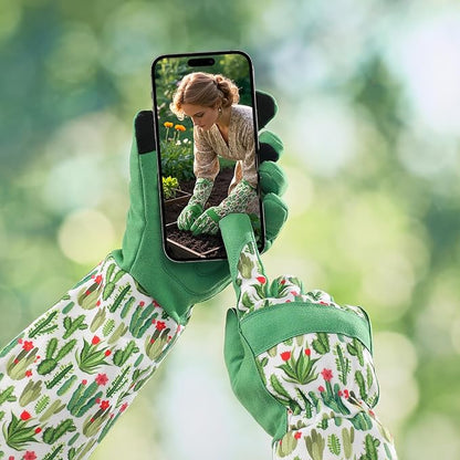 Trifabricy Gardening Gloves for Women - Long Garden Gloves with Grip Breathable, Thorn-Proof Puncture-Resistant Work Gloves