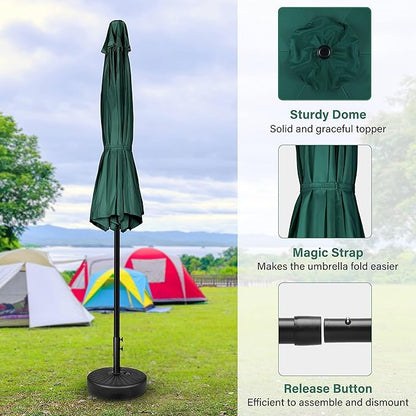Simple Deluxe 9FT Outdoor Patio Umbrella Table Market Umbrella with Push Button Tilt and Crank, 8 Sturdy Ribs, UV Protection Waterproof for Garden, Lawn, Deck, Backyard, Pool, Green