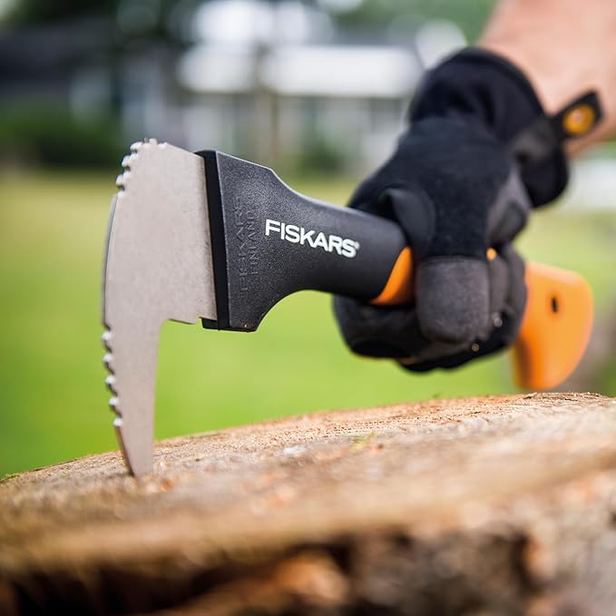 Fiskars 12" Hookaroon - Non-Slip Grip Handle with Pointed, Angled Blade - Landscaping Tool for Rotating, Dragging, Stacking Logs - Black/Orange