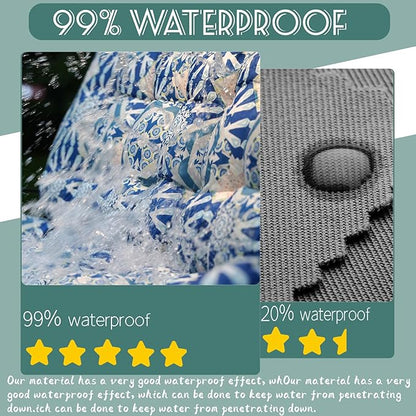 Replacement Cushions for Swing, Swing Cushions 3 Seater Replacement, Waterproof Thicken Washable Pad Cushion for Outdoor Indoor Furniture Swing Patio (Blue Grid, 40x63 inch)