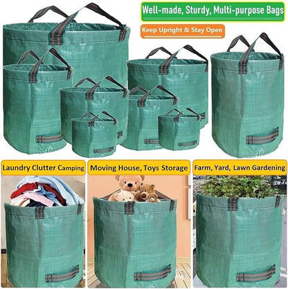 Standard 2-Pack 16 Gallon Yard Lawn Garden Bags (D18, H15 inch) w/Gardening Gloves for Yard Waste Bags,Patio Debris Container,Camping Trash Bin,Recycling Bag,Laundry Bin,Lawn Weeds,Leaf Bag 4 handles