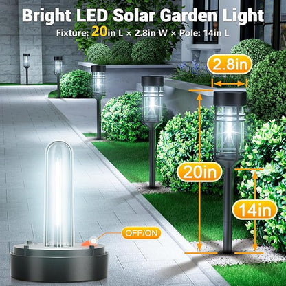 Amzarp 12 Pack Solar Garden Lights, Bright LED Solar Pathway Lights Outdoor IP65 Waterproof Rugged Shatterproof Auto On/Off for Landscape Garden Yard Walkway Driveway Lawn Lighting (6500K White Light)