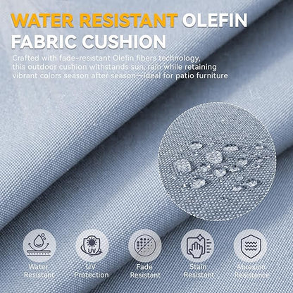 Outdoor Cushion Set for Furniture Patio Furniture, UV Resistant, Water Resistant - 6 Inch Thick Foam Garden Cushions– 24x24 Inch Patio Seat Covers for Chair/Sofa/Couch | Baby Blue | 10-Pack |