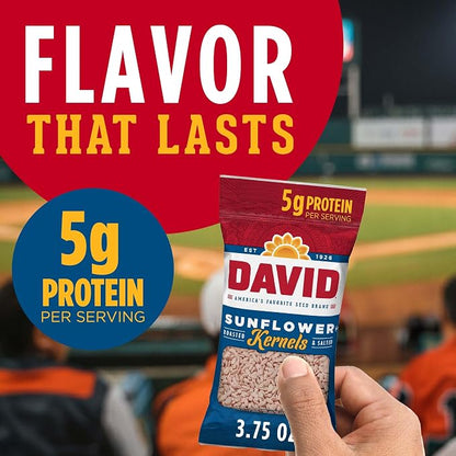 DAVID Sunflower Kernels, Original Flavor, 3.75 oz. (Pack of 12)