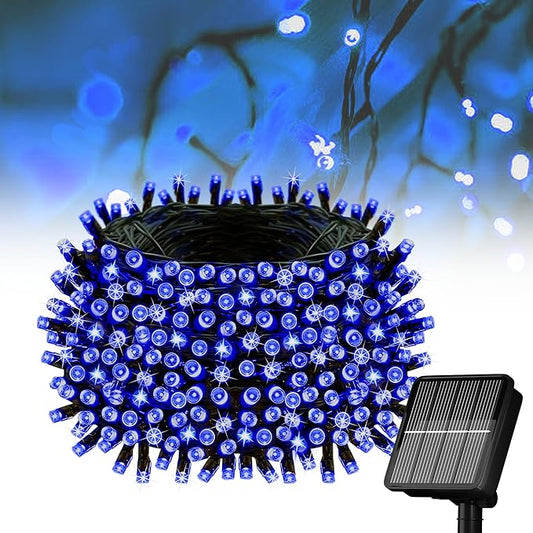 Solar String Lights for Outside, 39Ft 100 LED Solar String Lights Outdoor with 8 Modes，Solar Lights for Outside Waterproof for Yard, Fence,Balcony, Party,Christmas Tree Decorations (Blue)