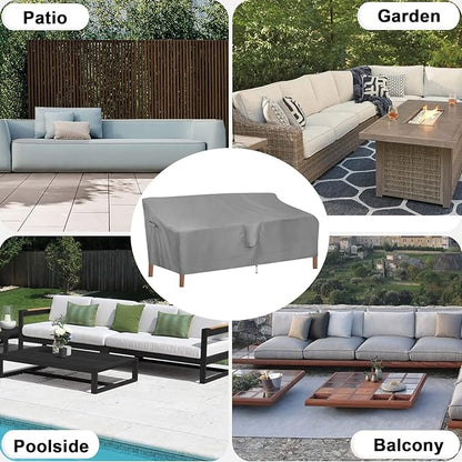 OutdoorLines Outdoor Waterproof Patio 4-Seater Couch Cover - UV Resistant Patio Sofa Furniture Covers Weatherproof Heavy Duty Glider Covers for Outdoor Furniture, 104Wx32.5Dx33H Inches, Gray