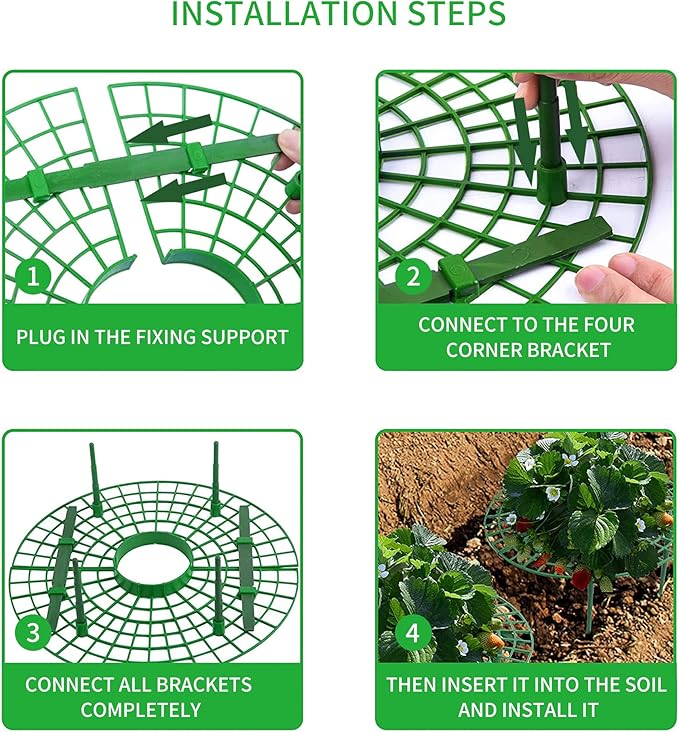 SooGree 5 Pack Strawberry Supports, Strawberry Holder Cradles for Garden, Fruit Plant Cage Plastic Tray Keep Strawberries Off Rot and Dirt