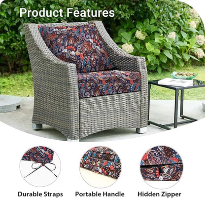 Outdoor Cushions for Patio Furniture,Outdoor Seat Cushion Set 24 x 24 x 4 Inch,Waterproof & Fade Resistant Outdoor Chair Cushions, Patio Chair Cushion, Artistic Floral