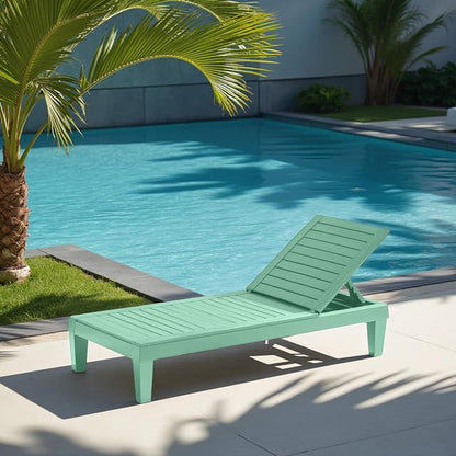 Nestl Sun Tanning Chair - Sage Green Chaise Lounge Chair Outdoor, Lightweight Pool Lounge Chairs, Adjustable 5-Position Reclining Lawn Chair, Waterproof Beach Outdoor Lounge Chairs