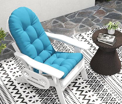 Adirondack Chair Cushion, Thickened Patio Chair Cushions with Ties, Waterproof and UV-Protected Rocking Chair Cushion for Indoor and Outdoor, Lake Blue.