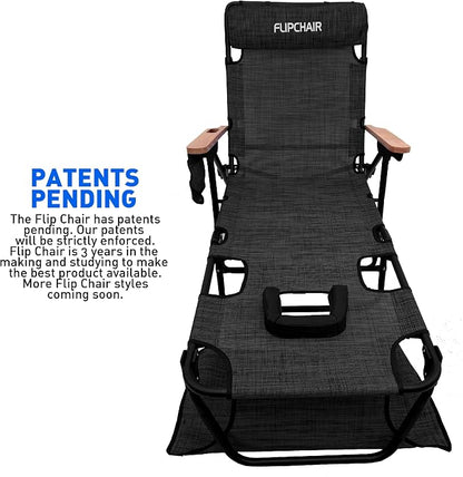 EASYGO PRODUCTS FLIP Face Down Tanning Chaise Lounge Chair with Face & Arm Holes - 4 Legs Support - Textilene Material - 6 Position - Arm Head Rest Pillow - Beach or Home Use