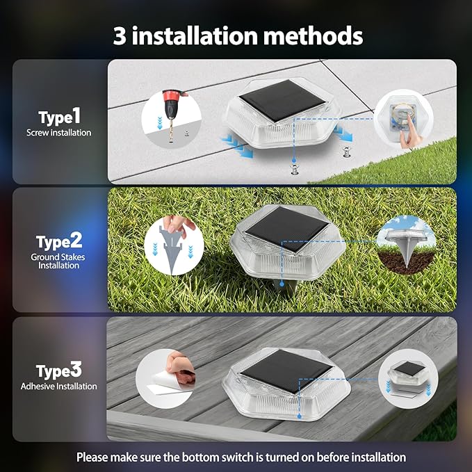 Onforu Solar Driveway Lights,12 Pack Deck Light Outdoor,2 Modes RGB Colors LED Deck Dock Light Solar Powered,IP65 Step Lights for Driveway Sidewalk Garden Pathway Yard