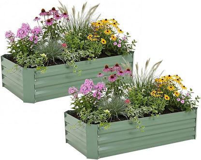 Aoodor 4 x 2 x 1 ft Raised Garden Bed for Patio Garden Lawn, Bed Only, Set of 2