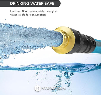 HydroTech FlatJacket 5/8" 25 ft Garden Hose with Patented Force Control Technology- Flexible, Kink-Free, Lightweight Hose for Lawn, Garden, Car Washing, Deck and Patio Cleaning