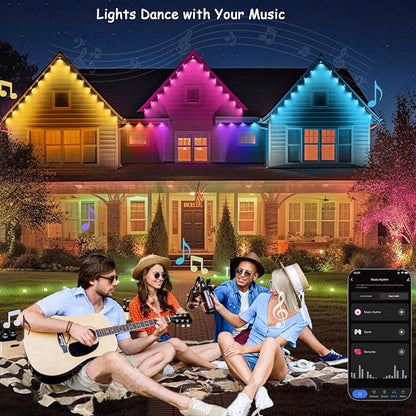 Permanent Christmas Outdoor Lights for House, 100ft RGB+IC and Tunable White Warm to Cool Color Changing Exterior Lighting, IP67 72 LED Eave Lights for Holiday, Christmas, Daily Lighting