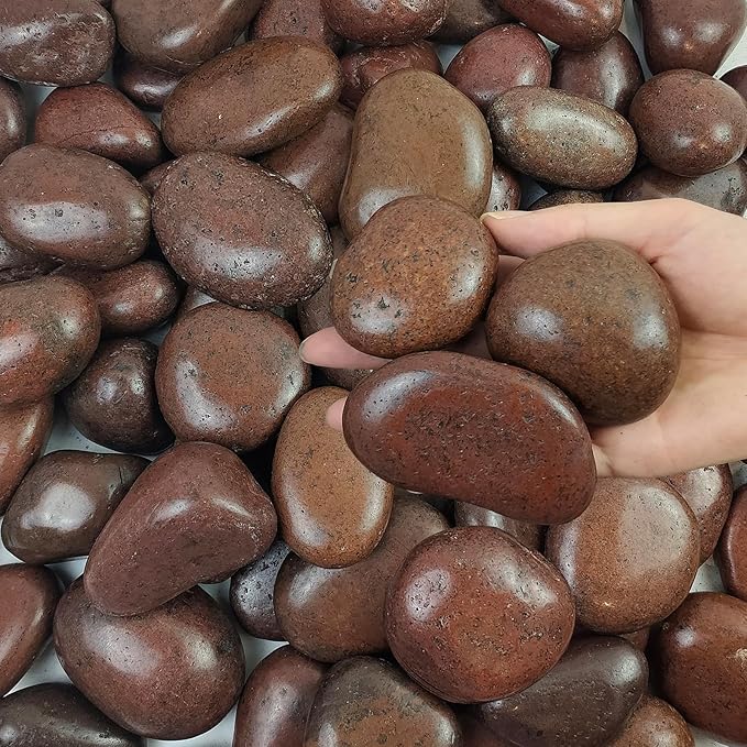 FANTIAN 20 lbs Red River Rocks for Garden, 2-3 Inch Polished Pebbles for Indoor Plants, Decorative Rocks Stones for Landscaping, Plants, Vases, Aquariums, Fountains, Pathways and Backyard