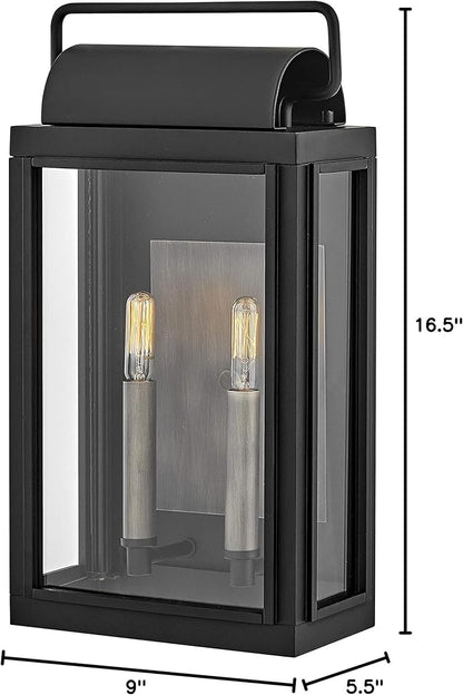 Hinkley Sag Harbor Medium Wall Mount Lantern, Black