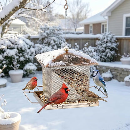 Bird Feeder, Heavy Duty Metal Bird Feeders for Outdoor Hanging, Waterproof Wild Birdfeeder for Garden Yard Outside Backyard, 3.5LB Large Capacity