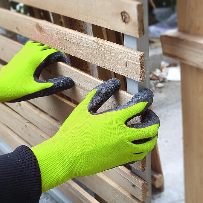 Evridwear Crinkle Latex Rubber Hand Coated Safety Work Gloves for Men Women General Multi Use Construction Warehouse Gardening Assembly Landscaping,Green XX-Large 120 Pairs Pack