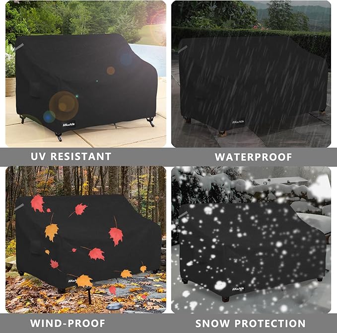 3-Seater Patio Sofa Cover,85W x 37D x 35H Inches Outdoor Couch Cover,100% Waterproof Heavy Duty Patio Sofa Covers,Patio Furniture Covers,Black