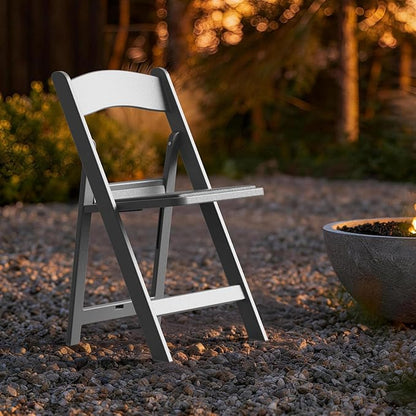 Nazhura Garden and Patio Folding Chair Set of 4 for Events and Wedding, Lightweight with Padded Seat, Water-Proof, Double Braced Frame, Non-Slip Feet, 900LB Capacity (Grey)