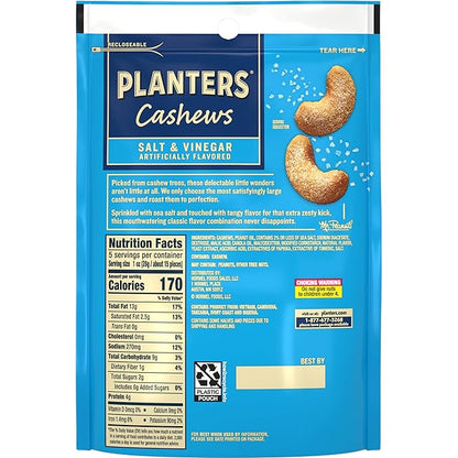 PLANTERS Cashews Salt and Vinegar, 5oz Bag (Pack of 2)