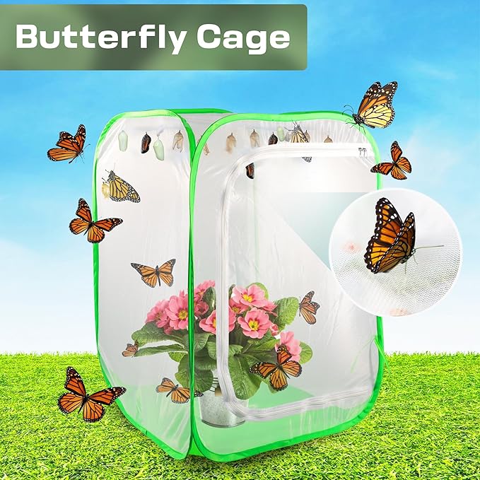 Mesh Plant Tent Enclosure, Pop-Up Cage Plant Cover, Outdoor Garden Protection Guard for Pests, Bird, Pest (35 x 35 x 59 Inches)
