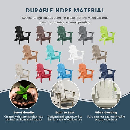 Westin Outdoors Laguna WO Home Furniture Adirondack Chair 4 PC Set Classic Outdoor Patio Folding Chair for Bon Fire Pit Lawn Backyard Beach Plastic Weather-Resistant (Sand)