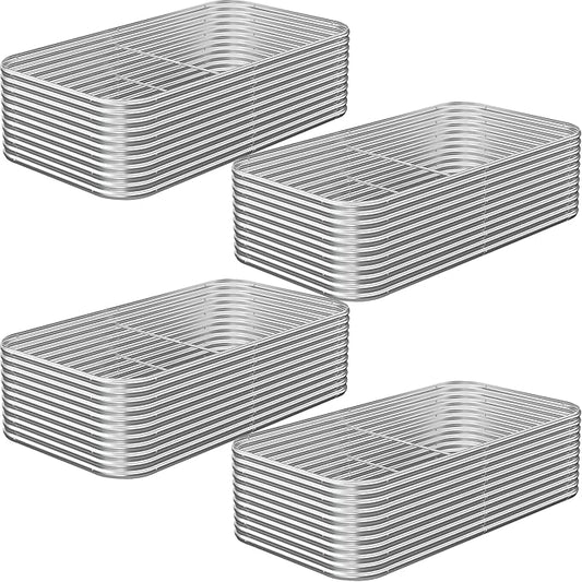 4 Pack Tall 8x4FT Corrugated Galvanized Steel Raised Garden Bed Outdoor, Metal Above Ground Garden Bed for Vegetables and Flowers, Raised Beds for Gardening