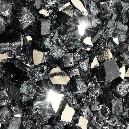 10 Pound 1/2 Inch Crushed Fire Glass for Natural or Propane Fire Pit Fireplace and Landscaping, 10 Pounds Black