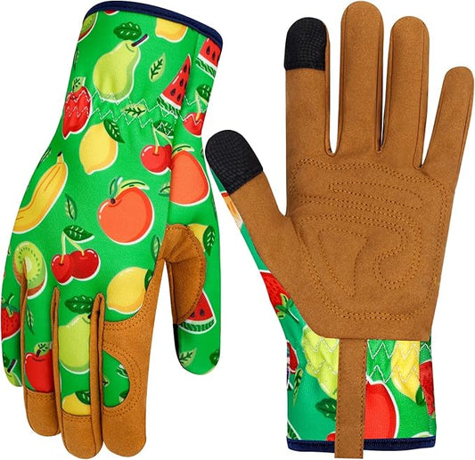Leather Gardening Gloves for Women Thorn Proof Garden Gloves Touch Screen Working Gloves Gifts,M