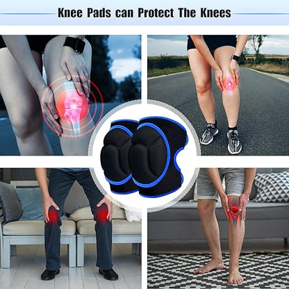 Knee Pads, Thick Sponge Anti-slip, Collision Avoidance Knee Pads, for Running, Mountaineering, House Working,Gardening Maintain (Blue, X-Large)