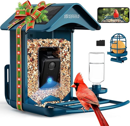 BIRDLEGEND® BL01 Bird Feeder with Camera Solar Powered, Free AI Smart Camera Bird Feeder with 64GB Card DIY Add-ons 1080P Live Auto Capture Videos Pictures, Gifts for Birdlover Mom Dad, 2.4GHz WiFi