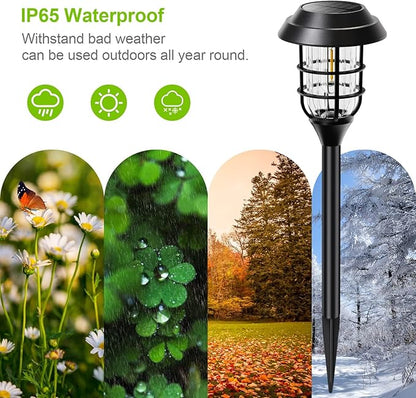 LETMY Solar Pathway Lights Outdoor, 12 Pack Bright Solar Lights Outdoor, IP65 Waterproof Auto On/Off Garden Lights Solar Powered Landscape Lighting for Yard Patio Walkway Driveway Pathway - Black