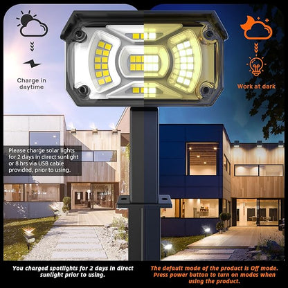 LEREKAM Solar Spot Lights Outdoor,40 LEDs Solar Outdoor Waterproof Landscape Lights with 3 Light Modes, Solar Powered Garden Yard Wall Lights Auto On,Off for Patio 8 Pack