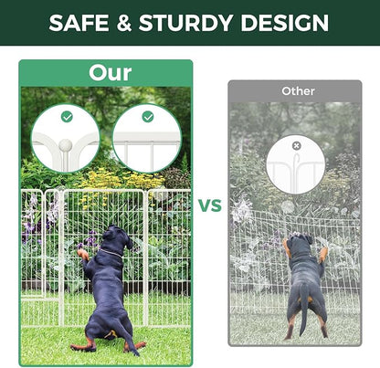 FXW Garden Fence Outdoor for The Yard – 45in(H) x 72.9ft(L) Heavy Duty Metal Animal Barrier for Dog and Rabbit, Decorative Dog Fence, 32 Panels, White