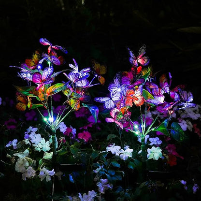 Adecorty Solar Garden Lights Solar Lights Outdoor Waterproof Decorative 4 Pack with 88 LED 68 Butterfly Solar Lights for Garden Yard Decor Christmas Decorations, Gifts for Mother's Day Mom