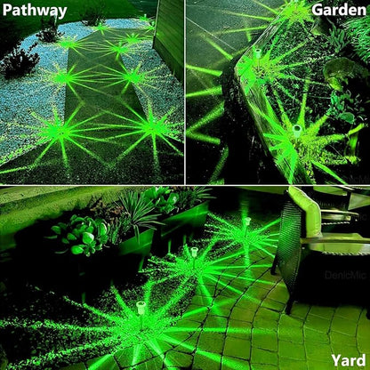 DenicMic Solar Lights Outdoor 10 Pack Waterproof Green LED Stainless Steel Stake Outside Lights for Yard Pathway Garden Driveway Walkway Landscape Path Lighting