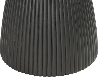 Christopher Knight Home Round Side Table, Outdoor Concrete End Table, Vertical Texture Accent Table, Decorative Side Table, Stylish End Table for Patio Balcony Beach Pool Side, Matte Black