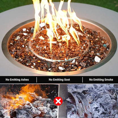 Skyflame 15-Pounds Fire Glass, 1/2-Inch High Luster Copper Reflective Fire Glass for Gas Fireplace, Fire Pit and Landscaping