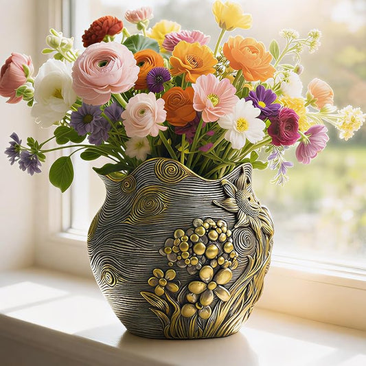 Sunflower Starry Sky Plant Pots-Cute Unique Flower Pots with Drainage Hole, Resin Planters for Indoor Outdoor Succulent Planter, Plant Gifts for Mother's Day, Birthday, Christmas