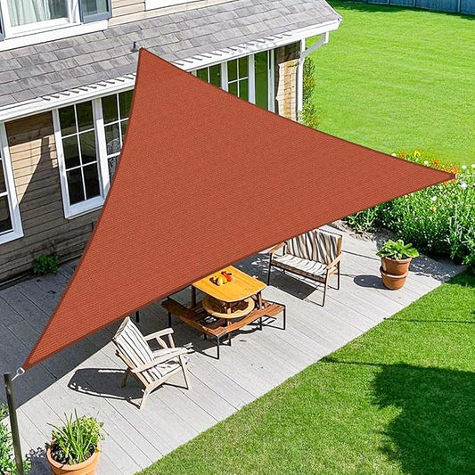 Amagenix Sun Shade Sail 8X10X12.8 Curved Edge Outdoor Shade Canopy Rust Red Breathable 95% UV Block Shade Cloth for Patio Garden Backyard (We Make Custom Size)