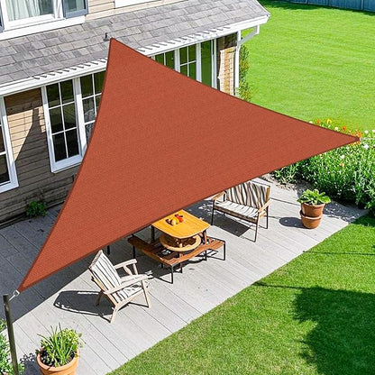 Amagenix Sun Shade Sail 10'X10'X10' Curved Edge Outdoor Shade Canopy Rust Red Breathable 95% UV Block Shade Cloth for Patio Garden Backyard (We Make Custom Size)