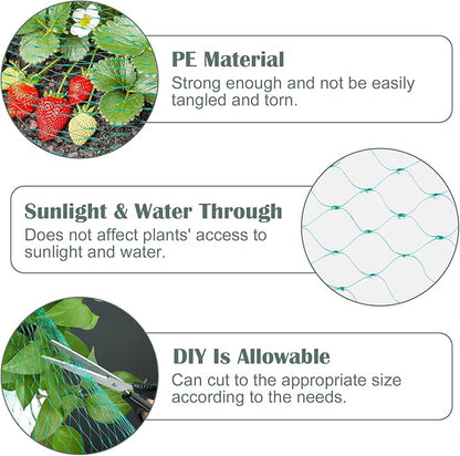 Unves Garden Netting, 13 x 33 FT Reusable Heavy Duty Bird Netting, Fruit Tree Net Covers for Seedlings Plants, Vegetables Protection, Green
