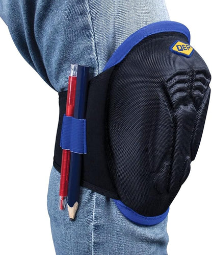 QEP F3 Stabilizer Knee Pads with Memory Foam, Gel Cushion, Neoprene Fabric Liner and Pen Storage, Black (79642)