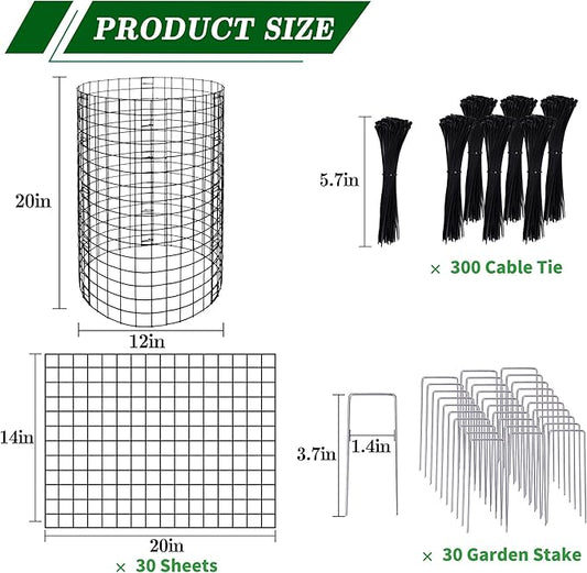 Adnee 10 Packs Wire Plant Protector from Animals - 20" H X 12" D Metal Mesh Plant Cage Covers - Sturdy Garden Bunny Barricades Chicken Wire Cloche for Plants Shrubs Vegetables Flowers