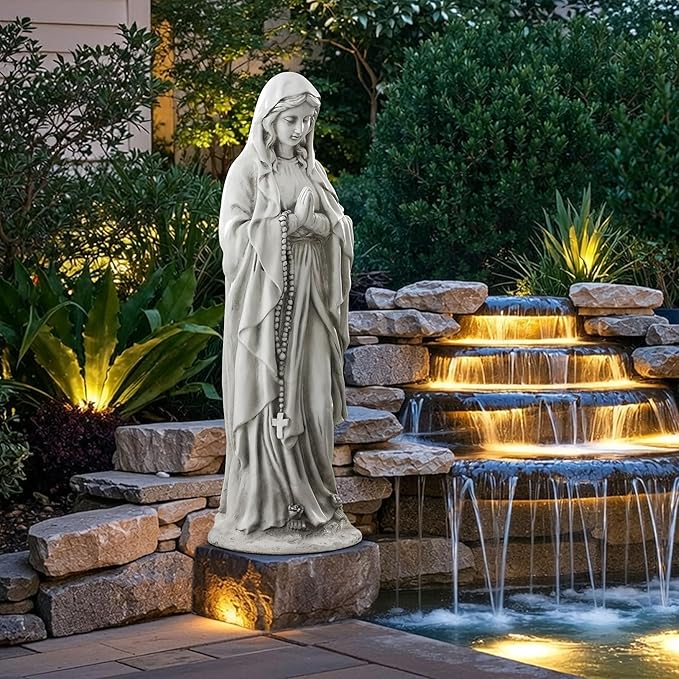 Virgin Mary Praying Statue, Large 30" Outdoor Religious Garden Statue, Blessed Mother Mary Statues Catholic, Durable Weather MGO Stone Sculptures Decorations for Home,Yard,Patio,Forch