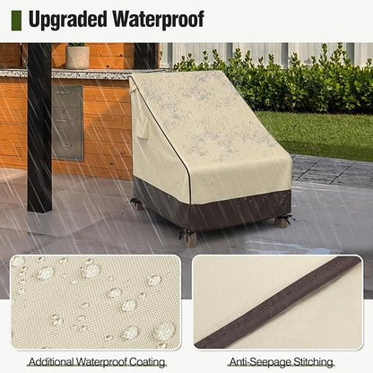 MR. COVER Patio Chair Cover Waterproof, UV Resistant Outdoor Lawn Patio Furniture Protective Cover, Heavy Duty Oxford Cloth Windproof Garden Lounge Deep Seat Cover Fits up to 33"W x 40"D x 35"H