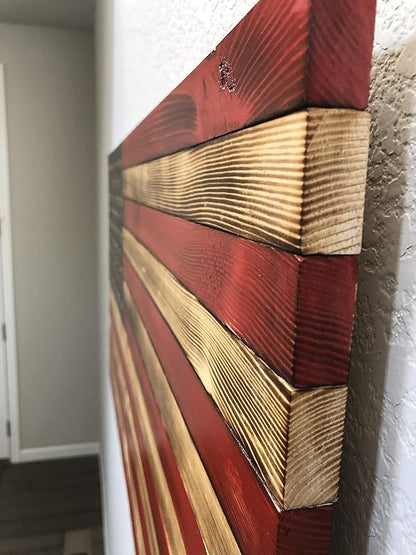 Bad Beard Woodworks Handcarved Wood American Flag Wall Art Décor | LARGE, X-LARGE, or JUMBO | Rustic Handmade, Wooden Flag, Wood Art, Wall Art